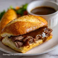 French dip sandwich: Classic roast beef with rich au jus