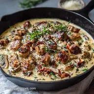 Keto Lunch Recipes: Creamy Tuscan Sausage Skillet (35 Min Prep)