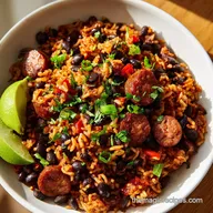 Black Beans and Rice with Sausage in 35 Min