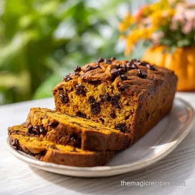 3 Ingredient Chocolate Chip Pumpkin Bread in 60 Minutes Recipe Card
