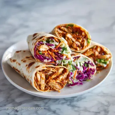 Asian Chicken Wraps for 4 Servings with Velvety Peanut Sauce Recipe Card