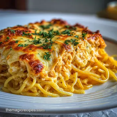 Baked Chicken Spaghetti: Crispy Cheddar Baked Recipe Card