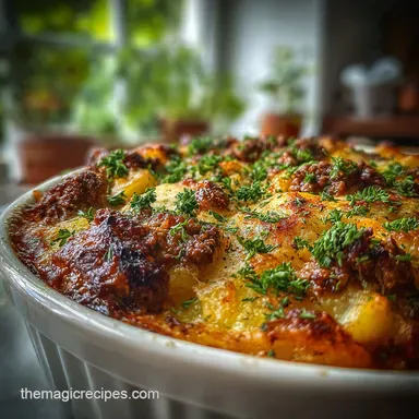 Beef Potato Casserole for 6 Servings Recipe Card