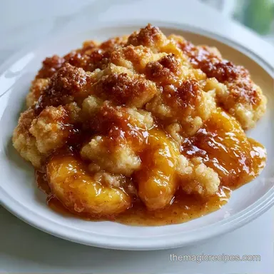 Peach Cobbler with Fresh Peaches Recipe Card