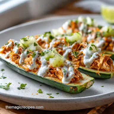 Buffalo Chicken Zucchini Boats for 4 Servings