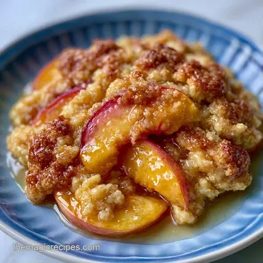 Golden Peach Cobbler with Canned Peaches Recipe Card