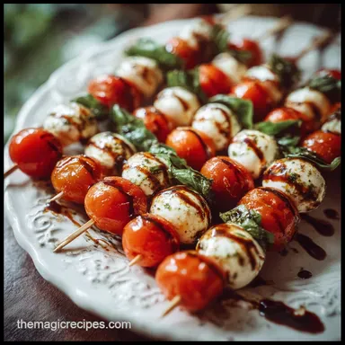 Caprese Skewers Appetizer in 15 Minutes Recipe Card