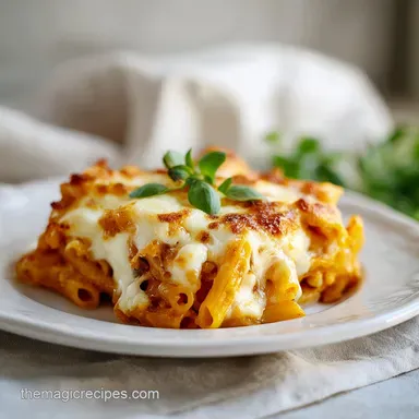 Cheesy Mostaccioli Pasta Bake with Ricotta Recipe Card