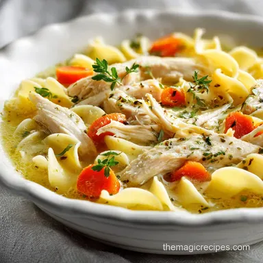 Chicken and Noodles: Velvety Broth, 1 Hour Recipe Card
