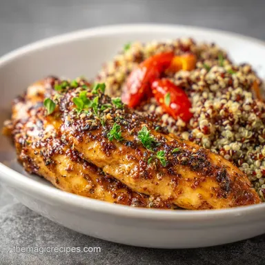Easy High Protein Meal with Chicken & Quinoa Recipe Card