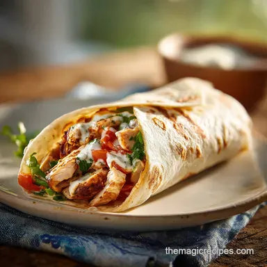 Chipotle Ranch Grilled Chicken Burrito Recipe for 4 Recipe Card