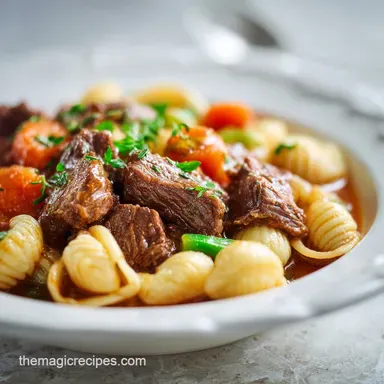 Beef and Shells in 30 Minutes: Cheesy Skillet Recipe Card