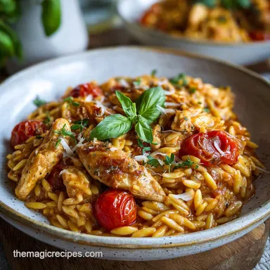 Creamy Chicken Orzo with Tomatoes for 4 Servings