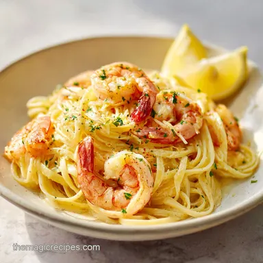 Easy Creamy Lemon Shrimp Pasta for 4 Servings