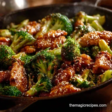 Broccoli and Chicken Recipes: Crispy Sesame Skillet Dinner Recipe Card