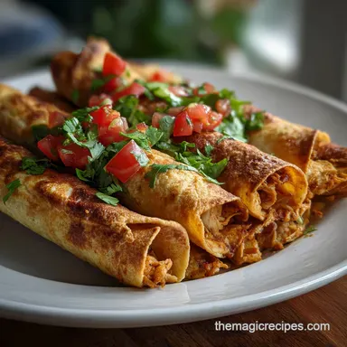 Easy Crockpot Chicken Taquitos Recipe: Crispy Baked Recipe Card