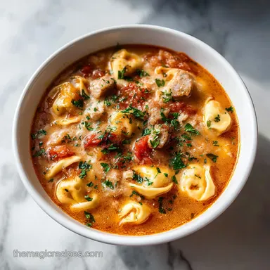 Crockpot Tortellini Soup with Sausage for 6 Recipe Card