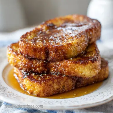 Dairy Free French Toast for 4 Servings: Silky and Caramelized Recipe Card