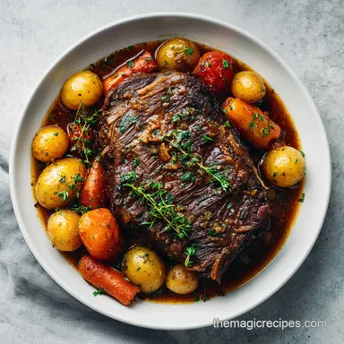 Dutch Oven Pot Roast for 6 Servings with Wine Reduction Sauce