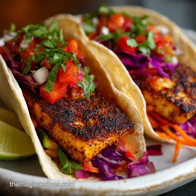 Easy Blackened Fish Tacos in 25 Minutes Recipe Card