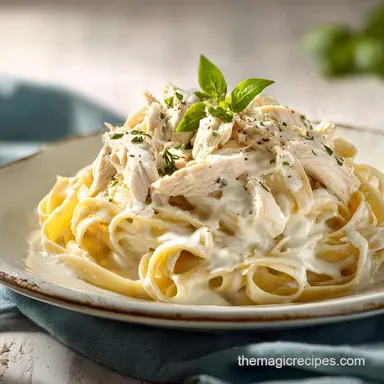 Chicken Fettuccine Alfredo in 30 Minutes Recipe Card