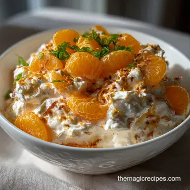 Easy Mandarin Orange Jello Fluff Salad: 5-Minute Cloud Dessert Recipe Card