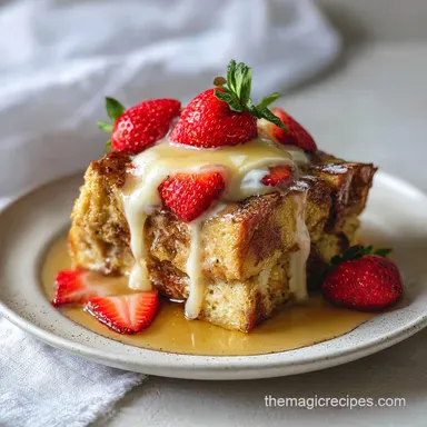 French Toast Casserole Overnight Prep Baked Recipe Card