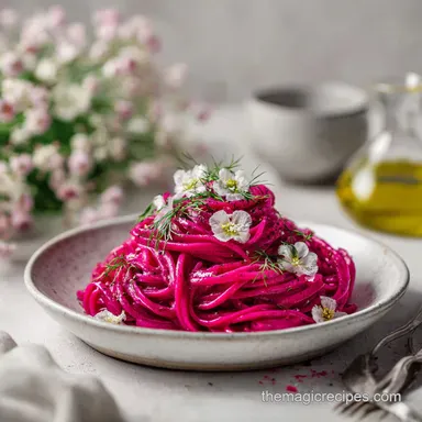 Galentines Party Food Idea Dinner Spread - Pink Pasta Recipe Recipe Card
