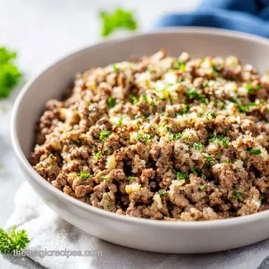 Ground Beef Recipe with Garlic: 15-Minute Pan-Seared Silky Beef Recipe Card