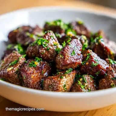Garlic Butter Steak Bites for 4 Servings Recipe Card