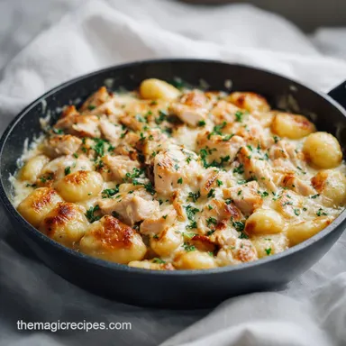 Garlic Chicken Gnocchi Skillet for 4 Servings Recipe Card