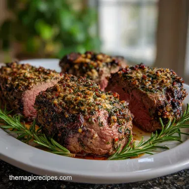 New Years Food Idea with Garlic Herb Beef Tenderloin Recipe Card
