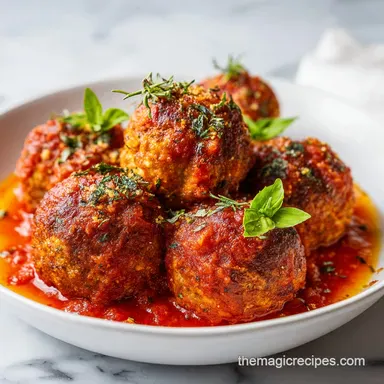 Giant Meatballs Baked in Tomato Sauce for 6 Servings