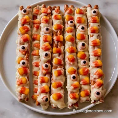 Halloween Pretzel Treats with Candy Corn Recipe Card