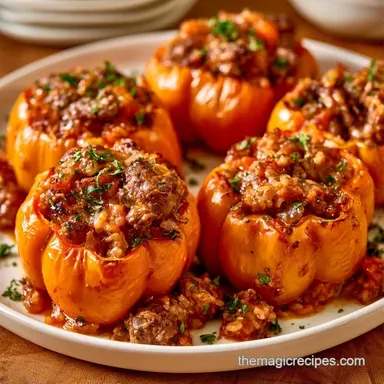 Stuffed Peppers with Ground Beef Recipe Card