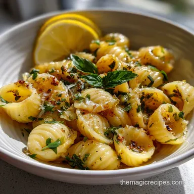 Healthy Pasta Recipes: Roasted Lemon Garlic Dish Recipe Card