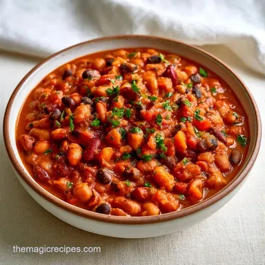Healthy Slow Cooker Bean Chili for 6 Recipe Card
