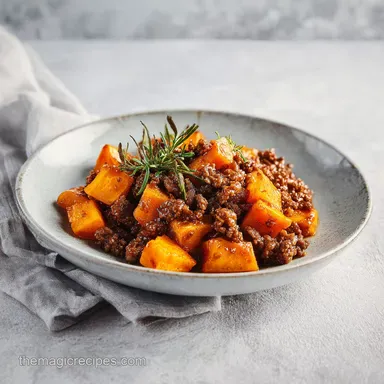 Hot Honey Beef Bowl with Sweet Potato Recipe Card