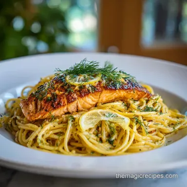Lemon Dill Salmon Pasta Recipe for 4 Servings