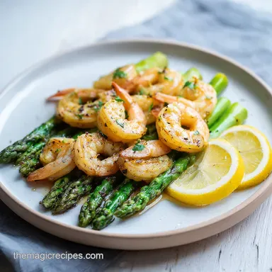 Lemon Garlic Shrimp and Asparagus for 4 Recipe Card