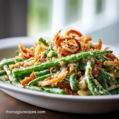 Loaded Green Bean Casserole in 50 Minutes with Crispy Onions Recipe Card