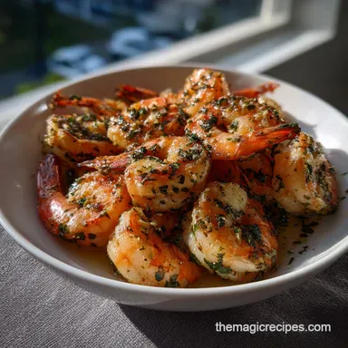 New Years Eve Food Idea with Garlic Herb Shrimp Recipe Card