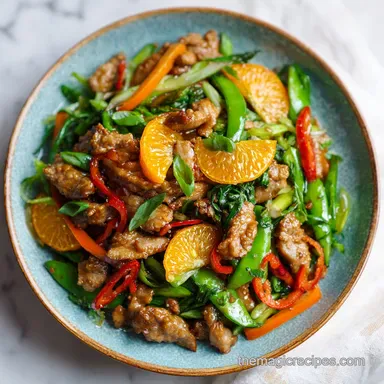 Orange Pork Stir Fry for 4 Servings with Crispy Tenderloin Recipe Card