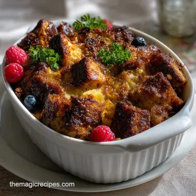 Overnight French Toast Casserole with Pecan Crust Recipe Card
