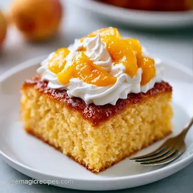 Peaches and Cream Cake for 20 Servings Recipe Card