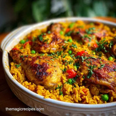 Idea de Comida con Pollo y Arroz One-Pot Recipe Card