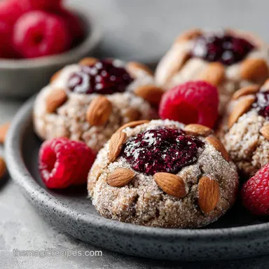 Raspberry Almond Thumbprint Cookies for 24 Servings Recipe Card