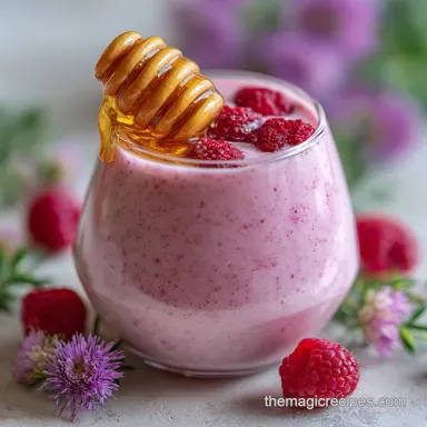 HighProtein Raspberry Yogurt Smoothie Ready in Minutes with Honey Recipe Card