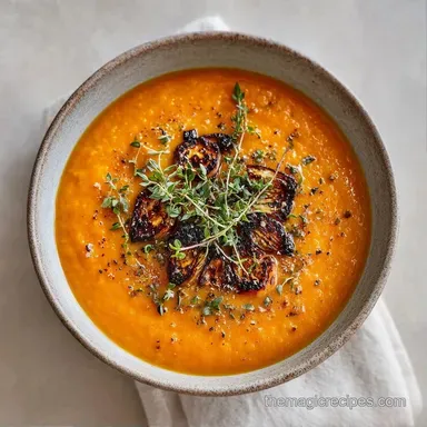Rustic Roasted Veggie Soup for 4 Servings Recipe Card