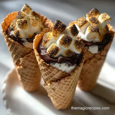 S'mores Campfire Cones in 17 Minutes - Campfire Treat Recipe Recipe Card